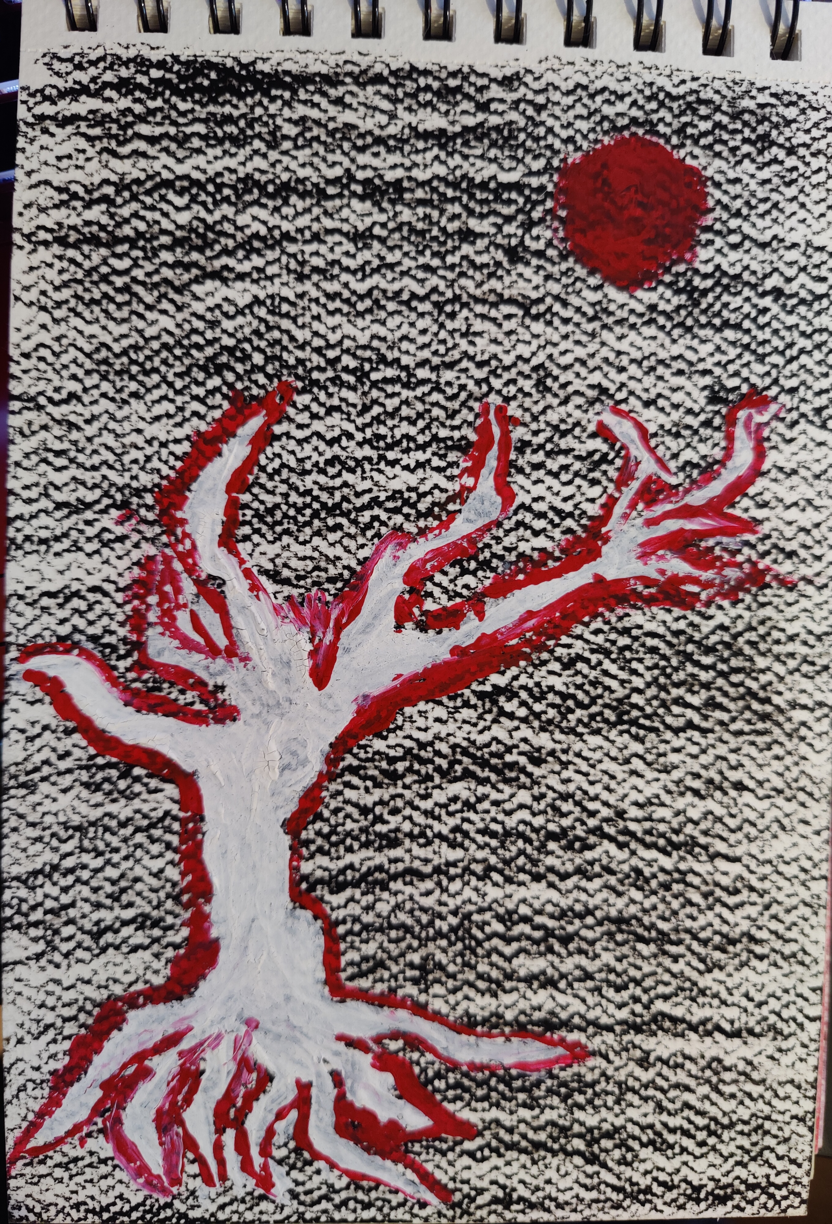 El borrador, hecho con guache y crayones de óleo.